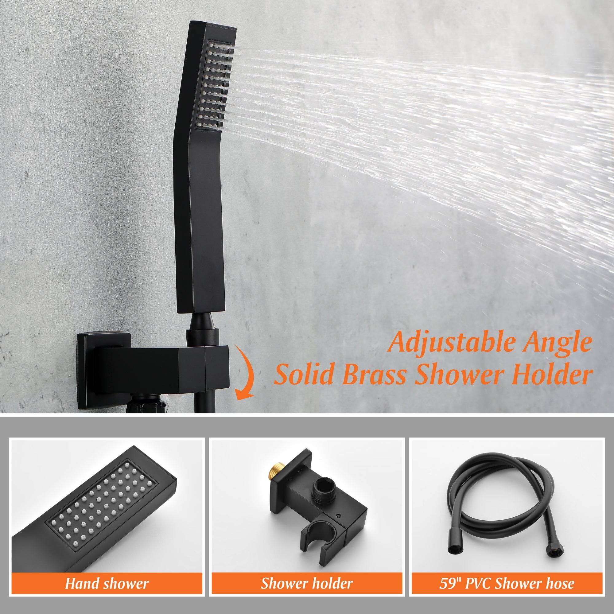 Adjustable Angle Solid Brass Shower Holder

- Hand shower
- Shower holder
- 59" PVC Shower hose