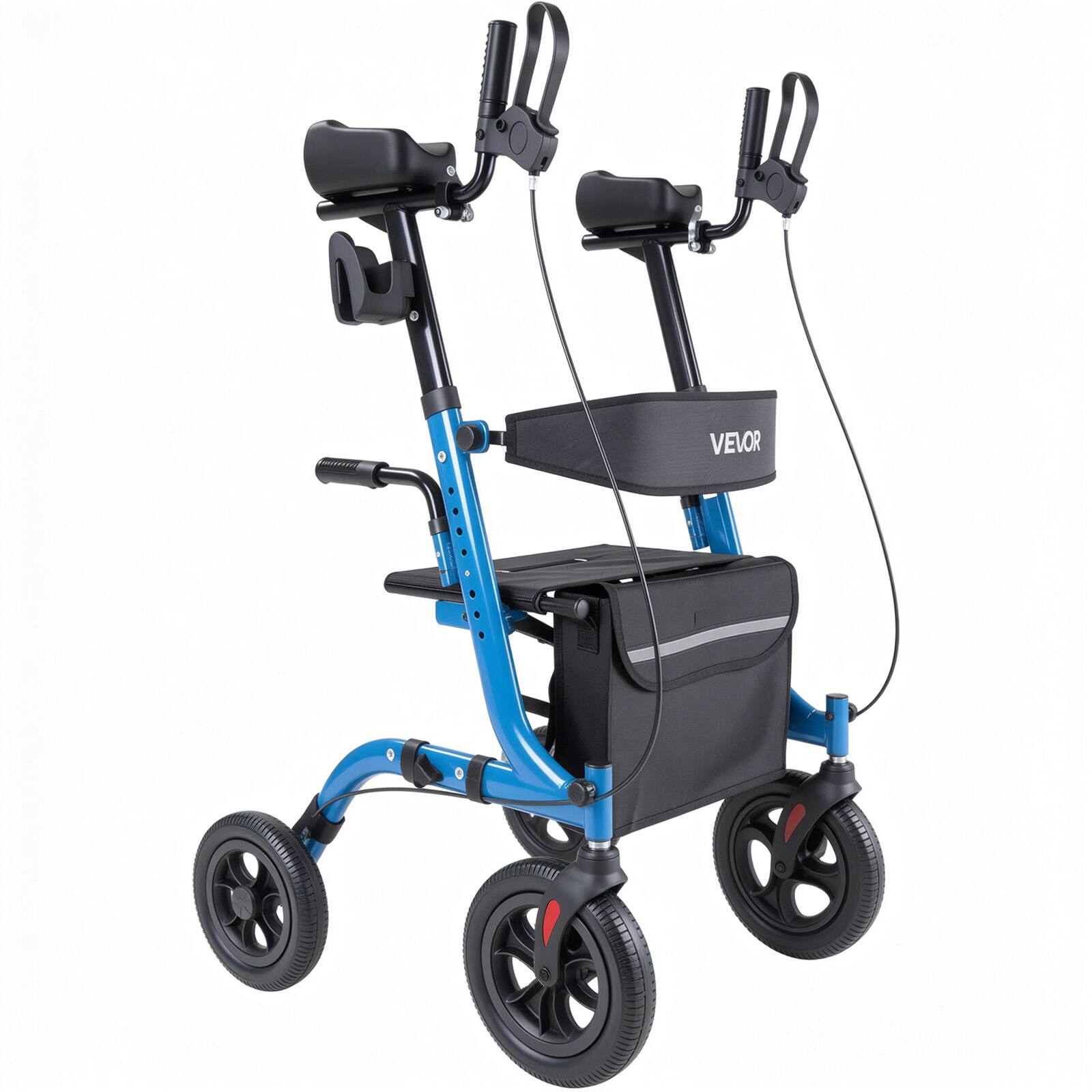 Alt View 5. VEVOR - Rollator Walker with Seat for Seniors, Foldable Rolling Walker, Lightweight Aluminum Mobility Walking Aid - Black;Blue.