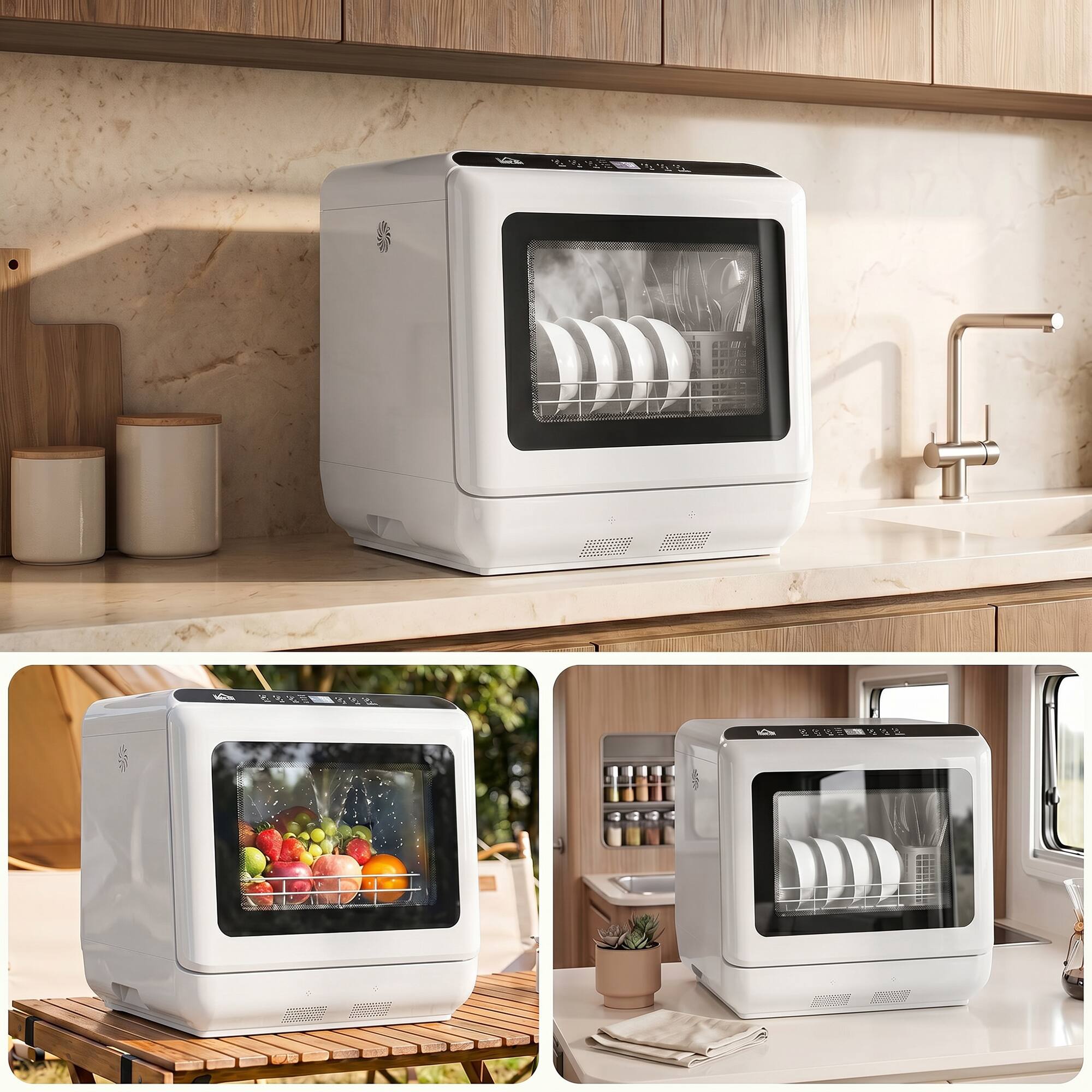 Alt View 7. Homcom - Dishwasher, Portable Mini Dishwasher with 1.6 Gal Built-in Water Tank, 5 Washing Programs - White.