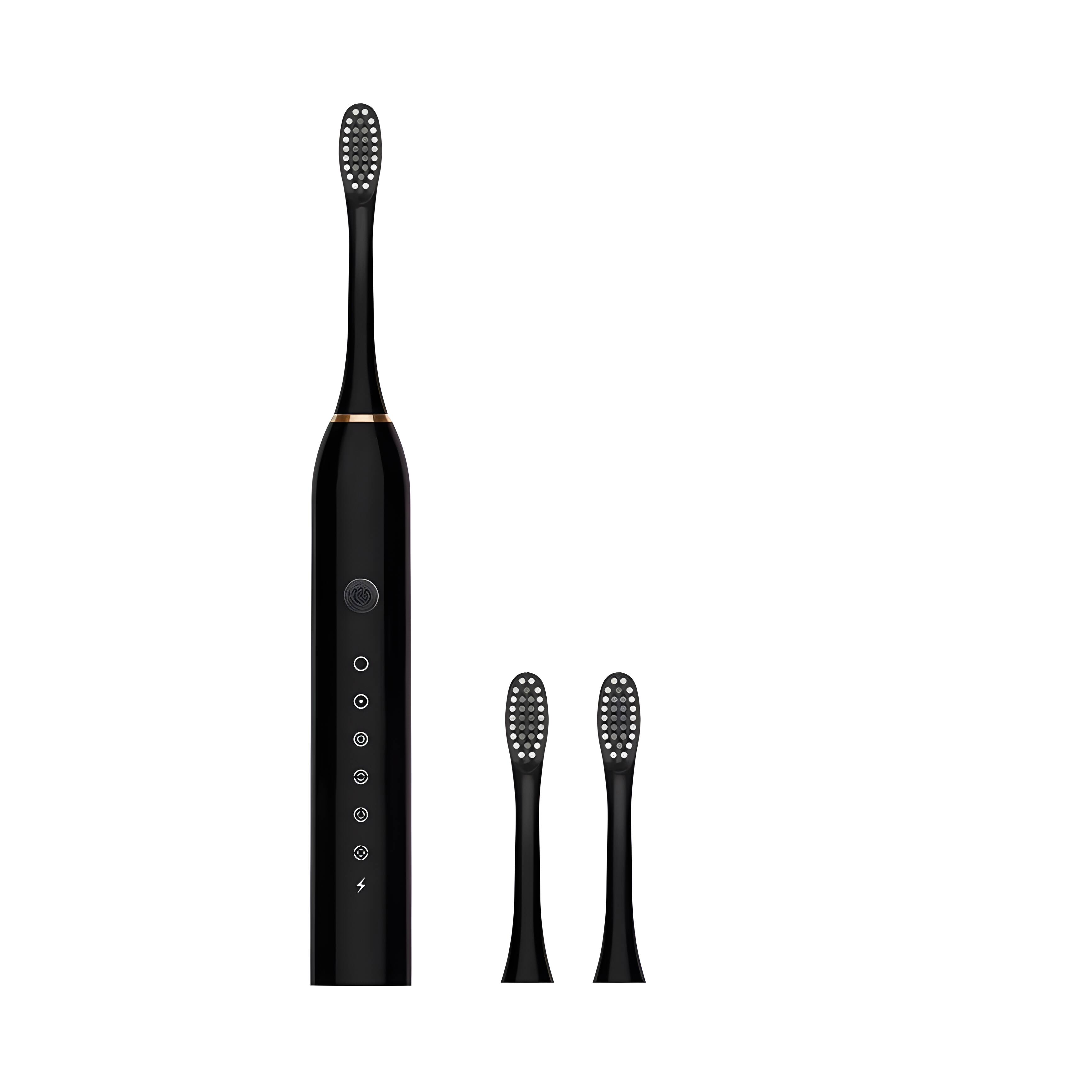 Front. Cluzine - Black Sonic Electric Toothbrush, 6 Modes, 60-Day Battery, IPX7 Waterproof for Oral Care.