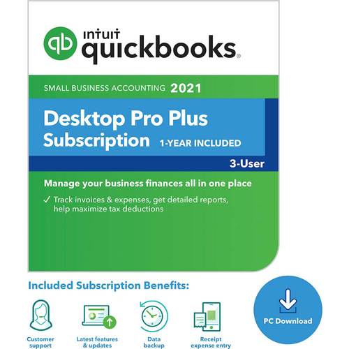 Intuit - QuickBooks Desktop Pro Plus 2021 (3-User) (1-Year Subscription) - Windows [Digital]