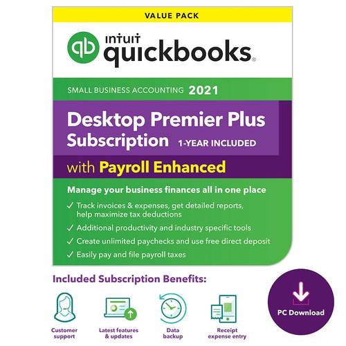 Intuit - QuickBooks Desktop Premier Plus 2021 with Payroll Enhanced (1-Year Subscription) - Windows [Digital]