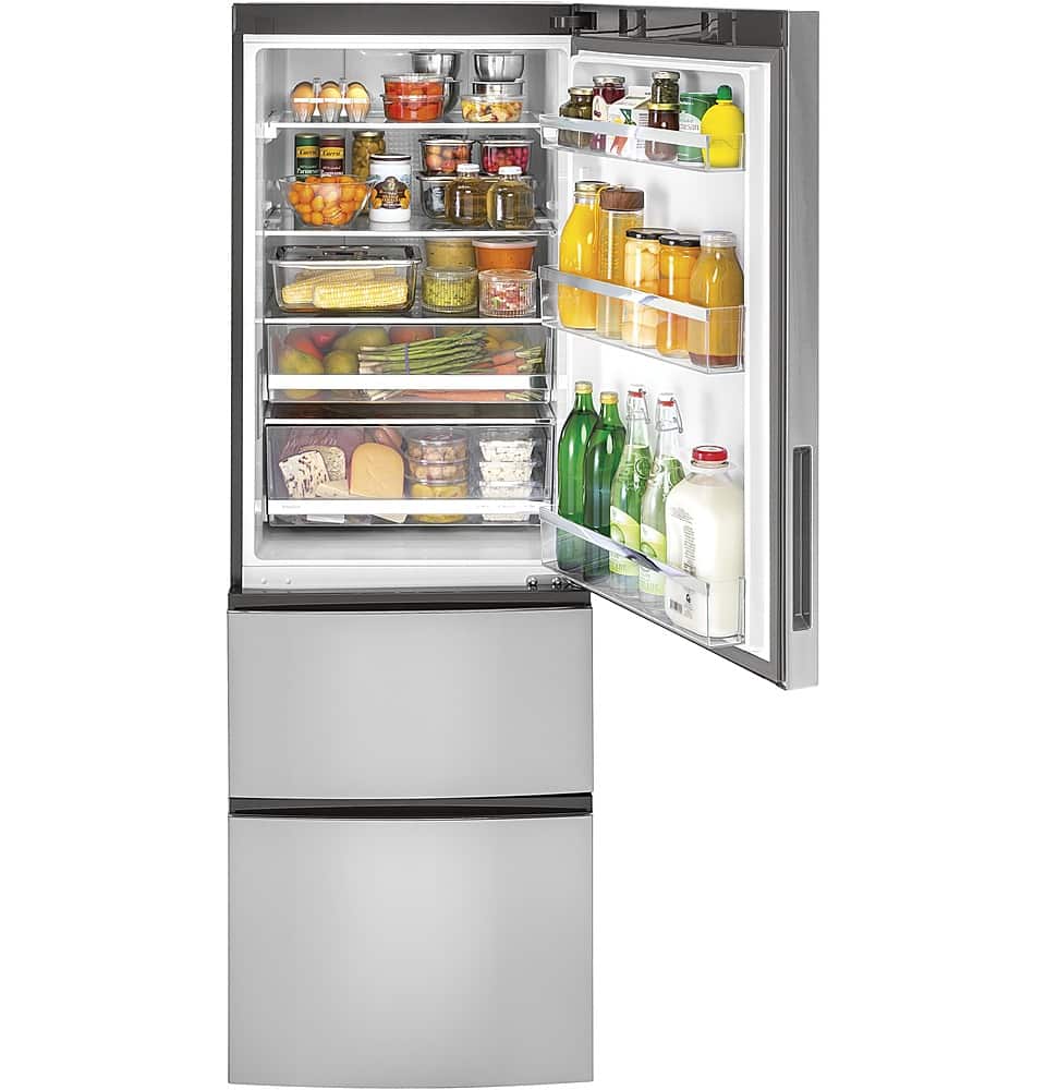 Alt View 12. GE - 11.9 Cu. Ft. Bottom-Freezer Refrigerator - Stainless Steel.
