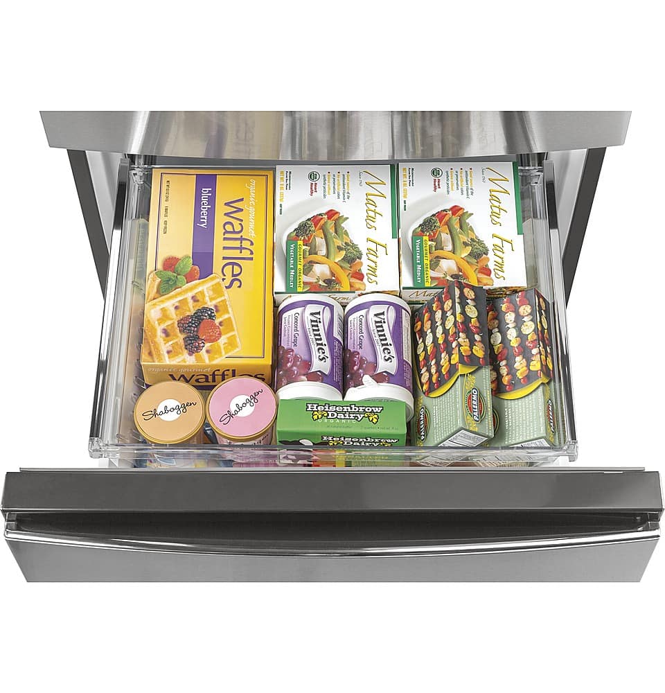 Alt View 24. GE - 11.9 Cu. Ft. Bottom-Freezer Refrigerator - Stainless Steel.