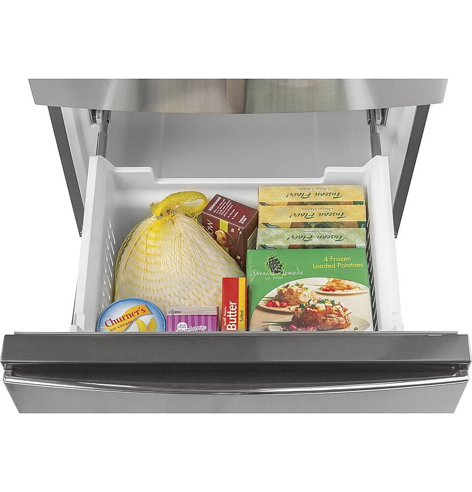 Alt View 25. GE - 11.9 Cu. Ft. Bottom-Freezer Refrigerator - Stainless Steel.