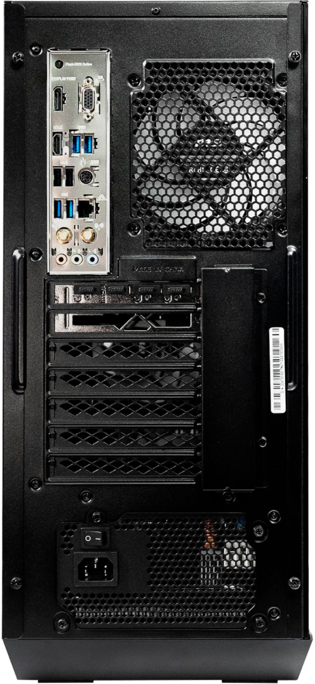 Back View: CLX - SET Gaming Desktop - AMD Ryzen 7 3800X - 64GB Memory - NVIDIA GeForce RTX 3080 - 6TB HDD + 1TB NVMe SSD - Black