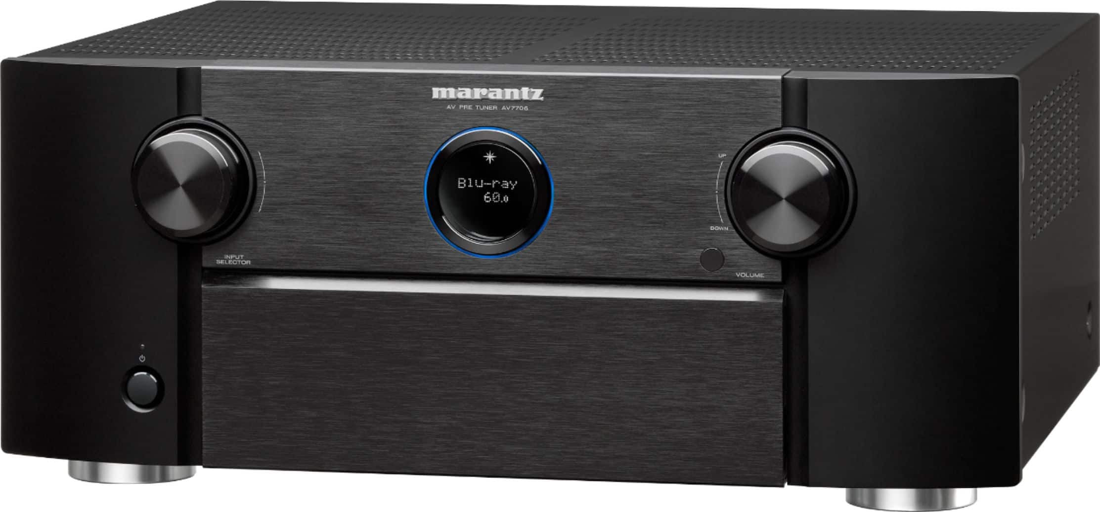 Angle. Marantz - AV7706 Surround Pre-Amplifier - 11.2 Channel, Advanced 8K Upscaling, IMAX Enhanced, Auro-3D, Amazon Alexa Compatible - Black.
