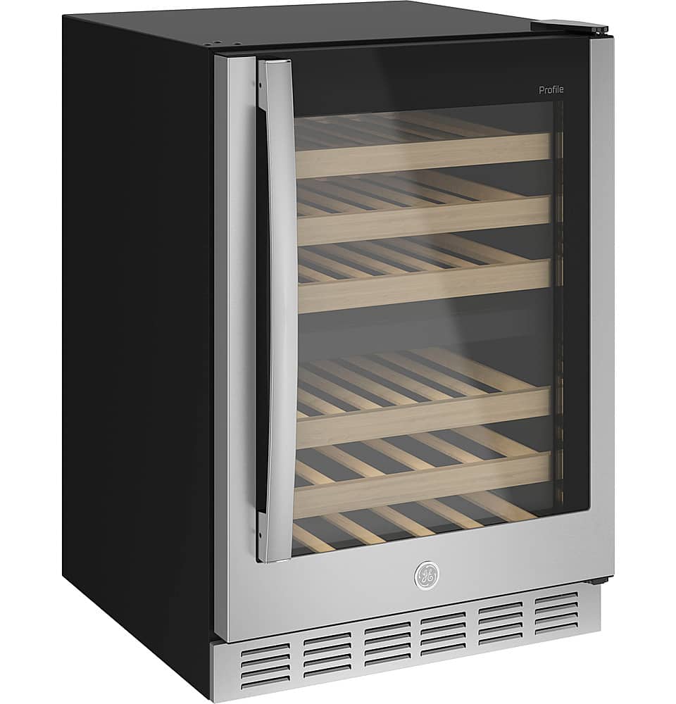 Left. GE Profile - 44-Bottle Dual Zone Wine Center - Stainless Steel.