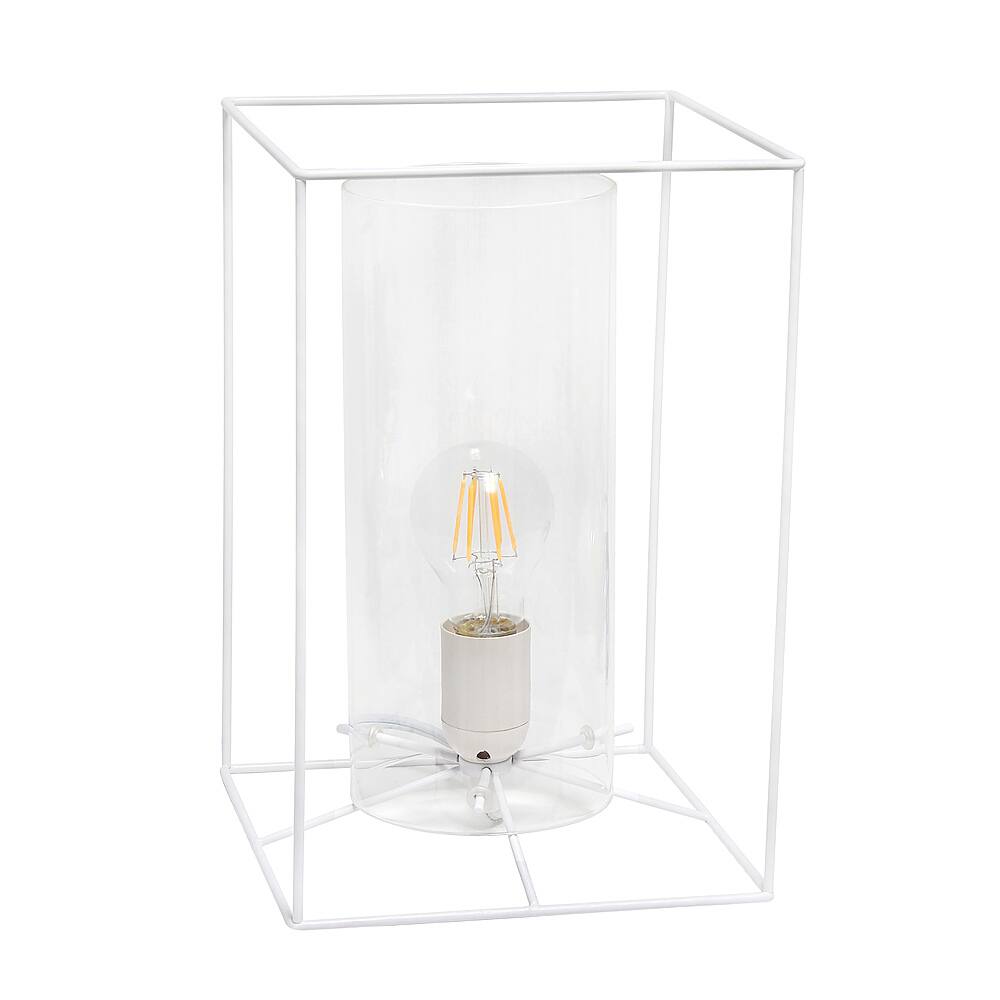 Angle View: Lalia Home White Framed Table Lamp with Clear Cylinder Glass Shade, Large