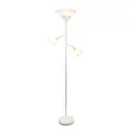 Front. Elegant Designs - 3 Light Floor Lamp with Scalloped Glass Shades - White.