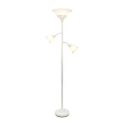 Elegant Designs - 3 Light Floor Lamp with Scalloped Glass Shades - White - Front_Zoom