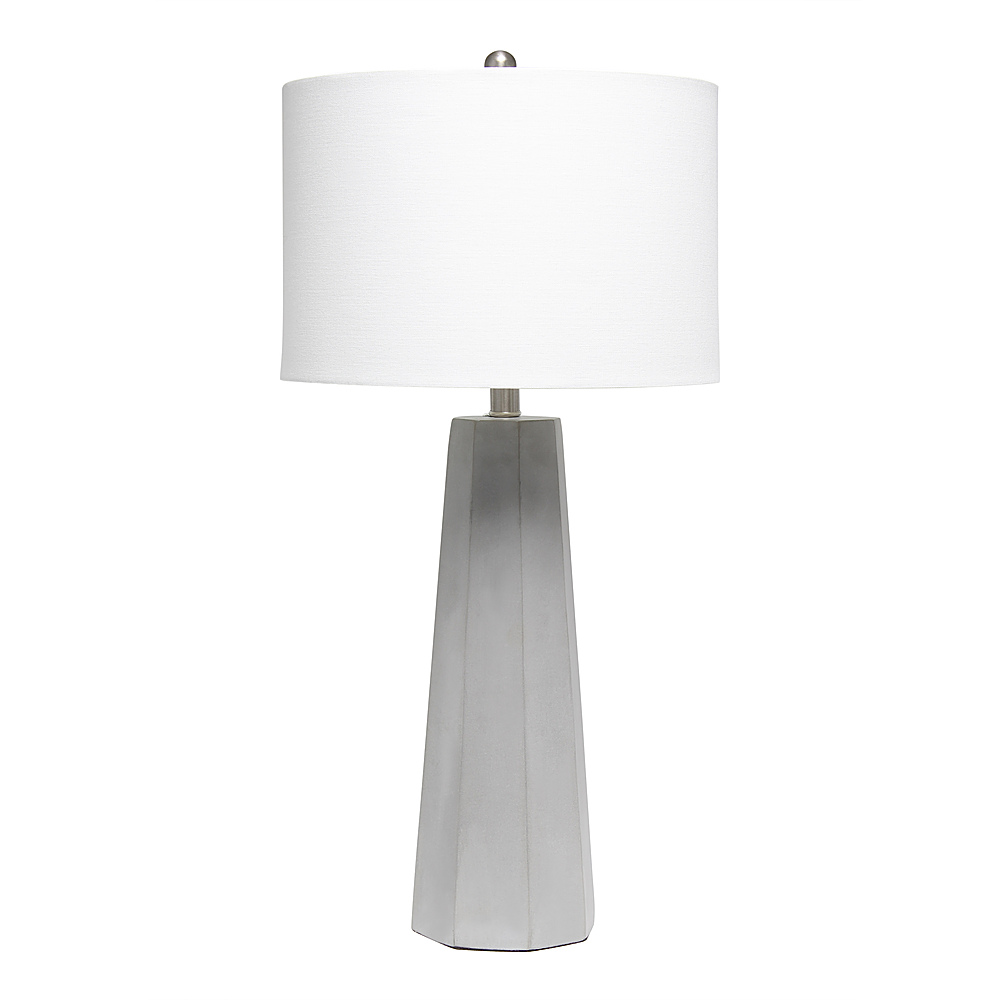 Lalia Home Concrete Pillar Table Lamp With White Fabric Shade Gray 