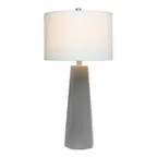 Front. Lalia Home - Concrete Pillar Table Lamp with White Fabric Shade - Gray/White.