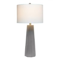 Lalia Home - Concrete Pillar Table Lamp with White Fabric Shade - Gray/White - Front_Zoom