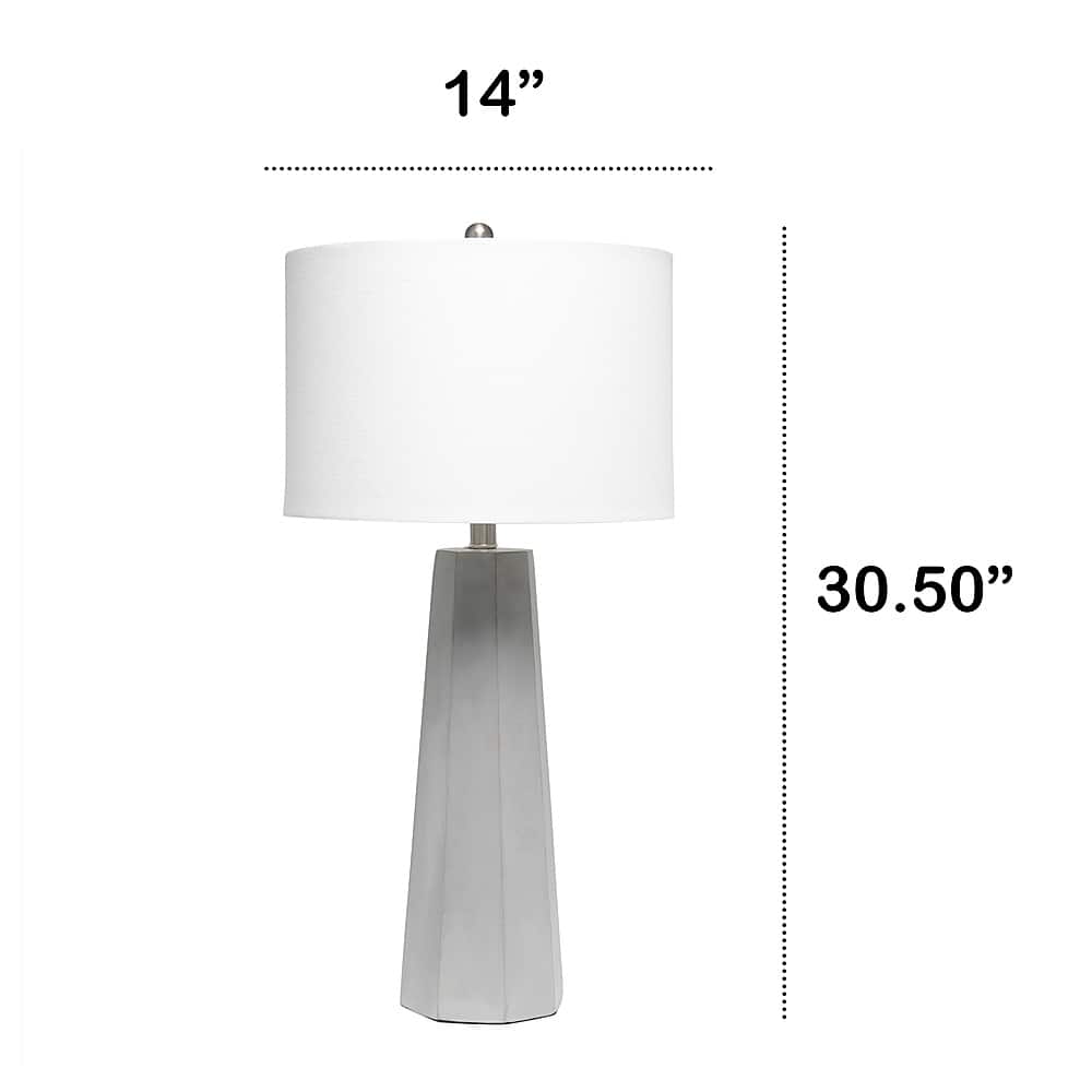 Left. Lalia Home - Concrete Pillar Table Lamp with White Fabric Shade - Gray/White.