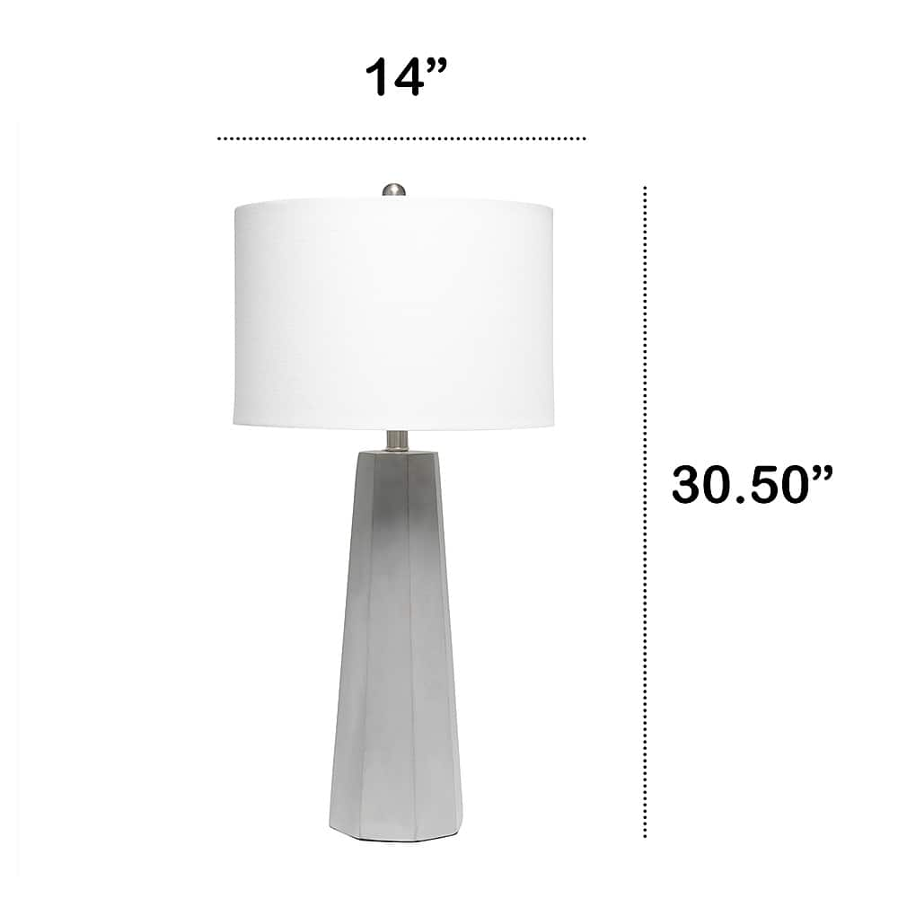 Left View: Lalia Home - Concrete Pillar Table Lamp with White Fabric Shade