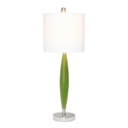 Lalia Home - Stylus Table Lamp with White Fabric Shade - Green - Front_Zoom