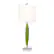 Front. Lalia Home - Stylus Table Lamp with White Fabric Shade - Green.