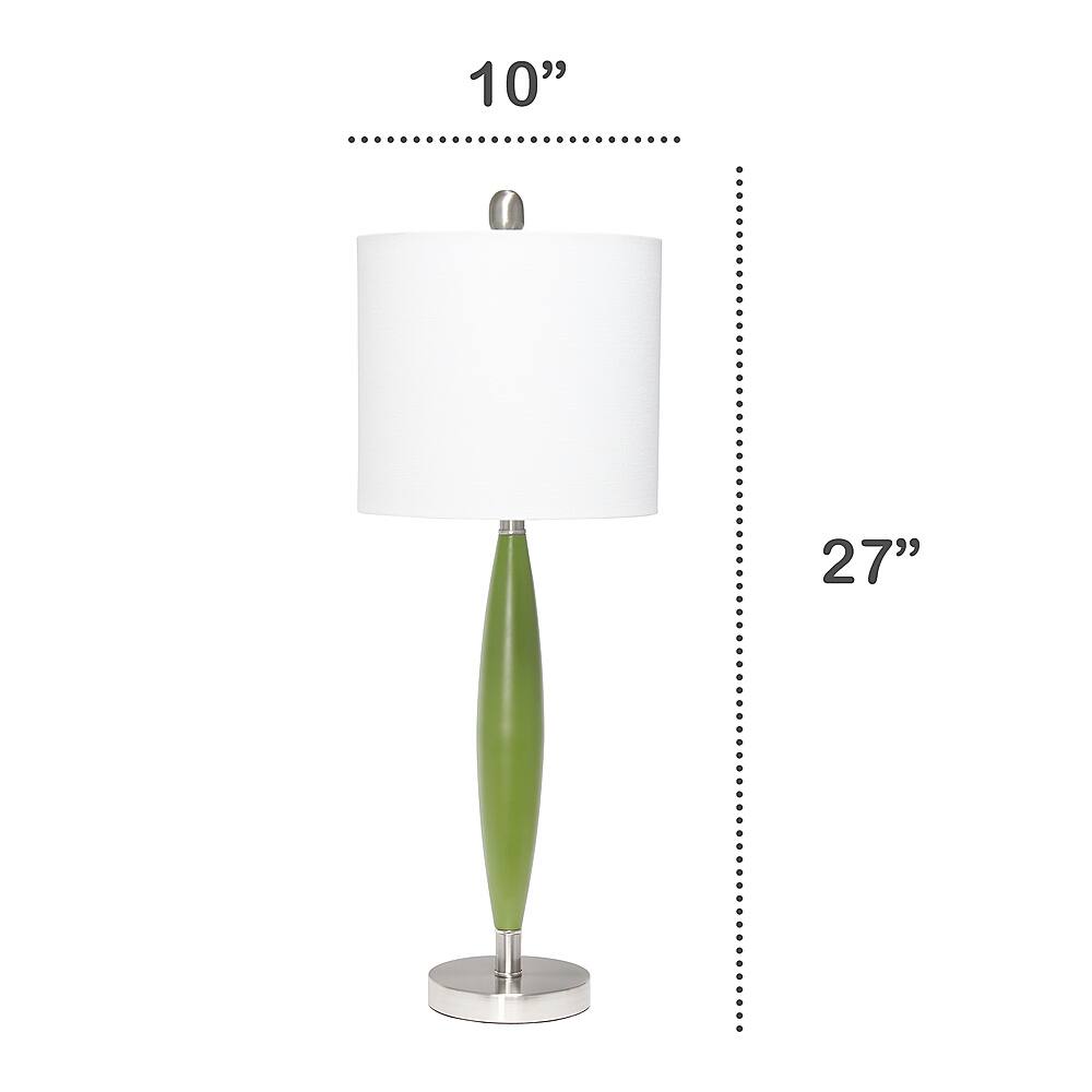 Left View: Lalia Home - Stylus Table Lamp with White Fabric Shade - Green