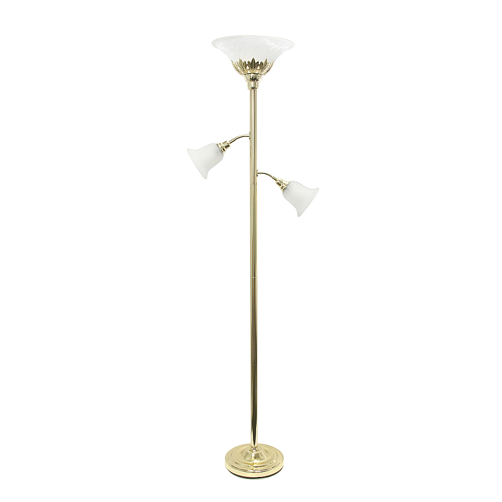 Angle View: Elegant Designs - 3 Light Floor Lamp with Scalloped Glass Shades
