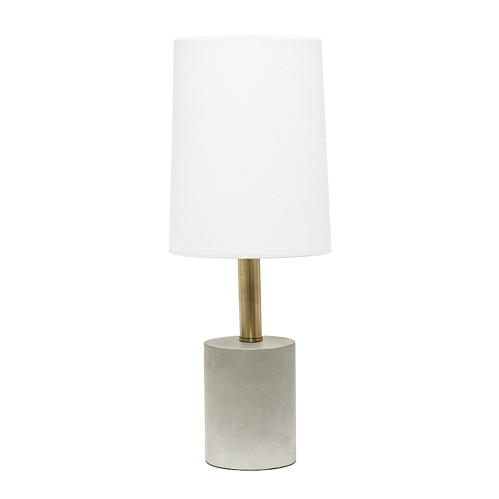 Angle View: Lalia Home Antique Brass Concrete Table Lamp with Linen Shade, White