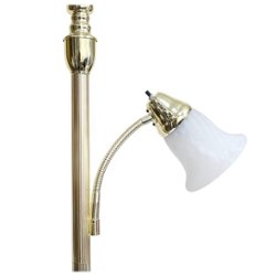 Elegant Designs - 2 Light Mother Daughter Floor Lamp with White Marble Glass - Gold - Front_Zoom