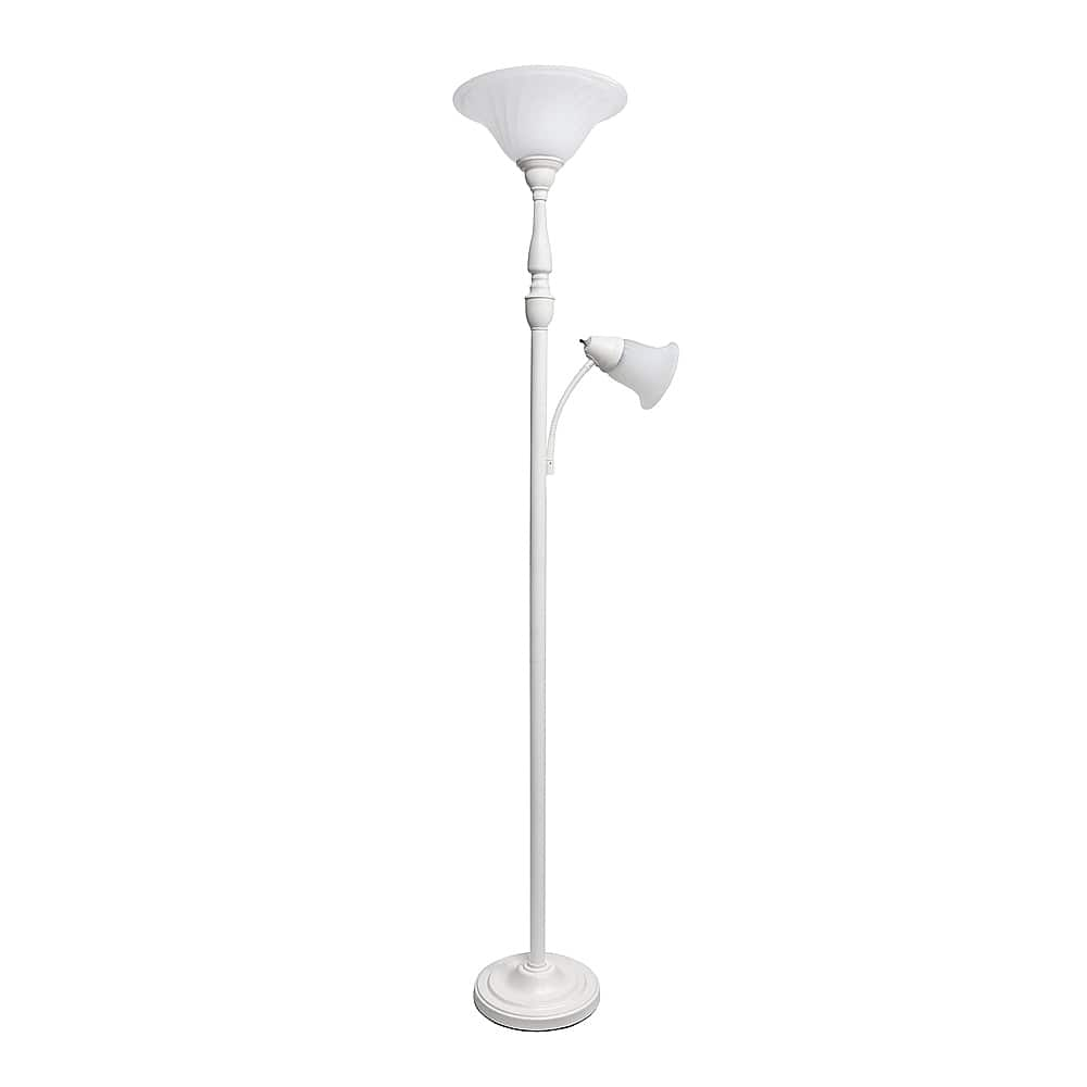 Angle View: Elegant Designs - 2 Light Mother Daughter Floor Lamp with White Marble Glass - White