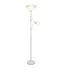 Elegant Designs - 2 Light Mother Daughter Floor Lamp with White Marble Glass - White - Front_Zoom