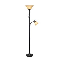 Elegant Designs - 2 Light Mother Daughter Floor Lamp with Amber Marble Glass Shades - Restoration Bronze/Amber Shade - Front_Zoom