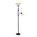 Front. Elegant Designs - 2 Light Mother Daughter Floor Lamp with Amber Marble Glass Shades - Restoration Bronze/Amber Shade.