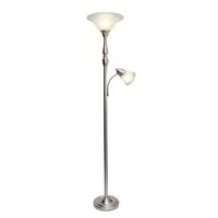 Elegant Designs - 2 Light Mother Daughter Floor Lamp with White Marble Glass - Brushed Nickel - Front_Zoom