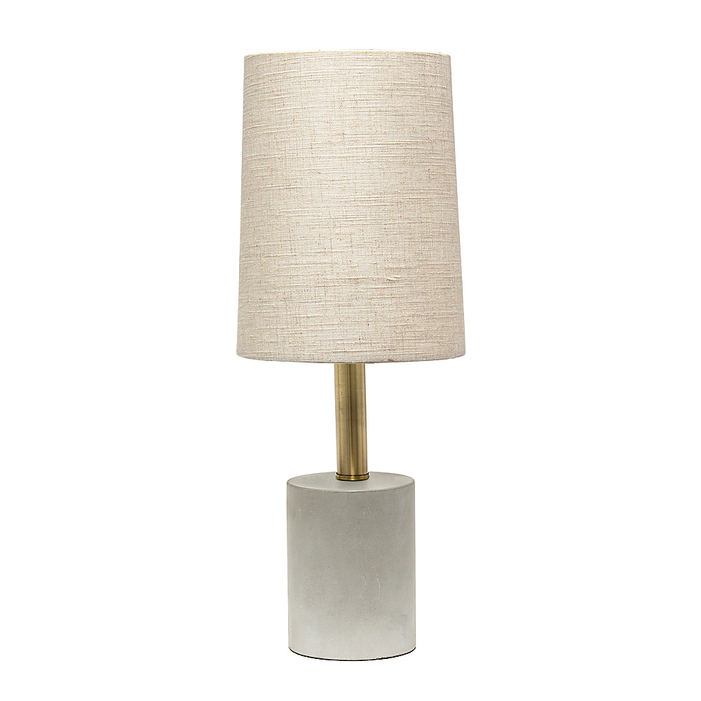 Angle View: Lalia Home - Antique Brass Concrete Table Lamp with Linen Shade