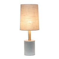 Lalia Home - Antique Brass Concrete Table Lamp with Linen Shade - Gray/Brass - Front_Zoom