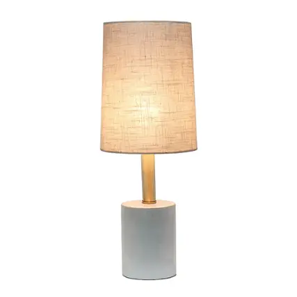 Front. Lalia Home - Antique Brass Concrete Table Lamp with Linen Shade - Gray/Brass.
