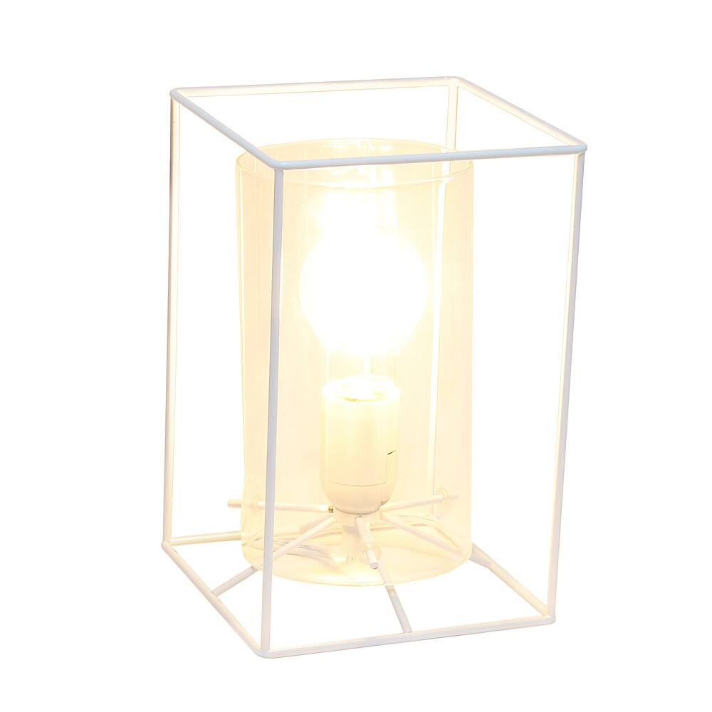 lalia home framed table lamp with clear cylinder glass shade