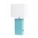 Angle. Elegant Designs - Modern Leather Table Lamp with USB and White Fabric Shade - Aqua.