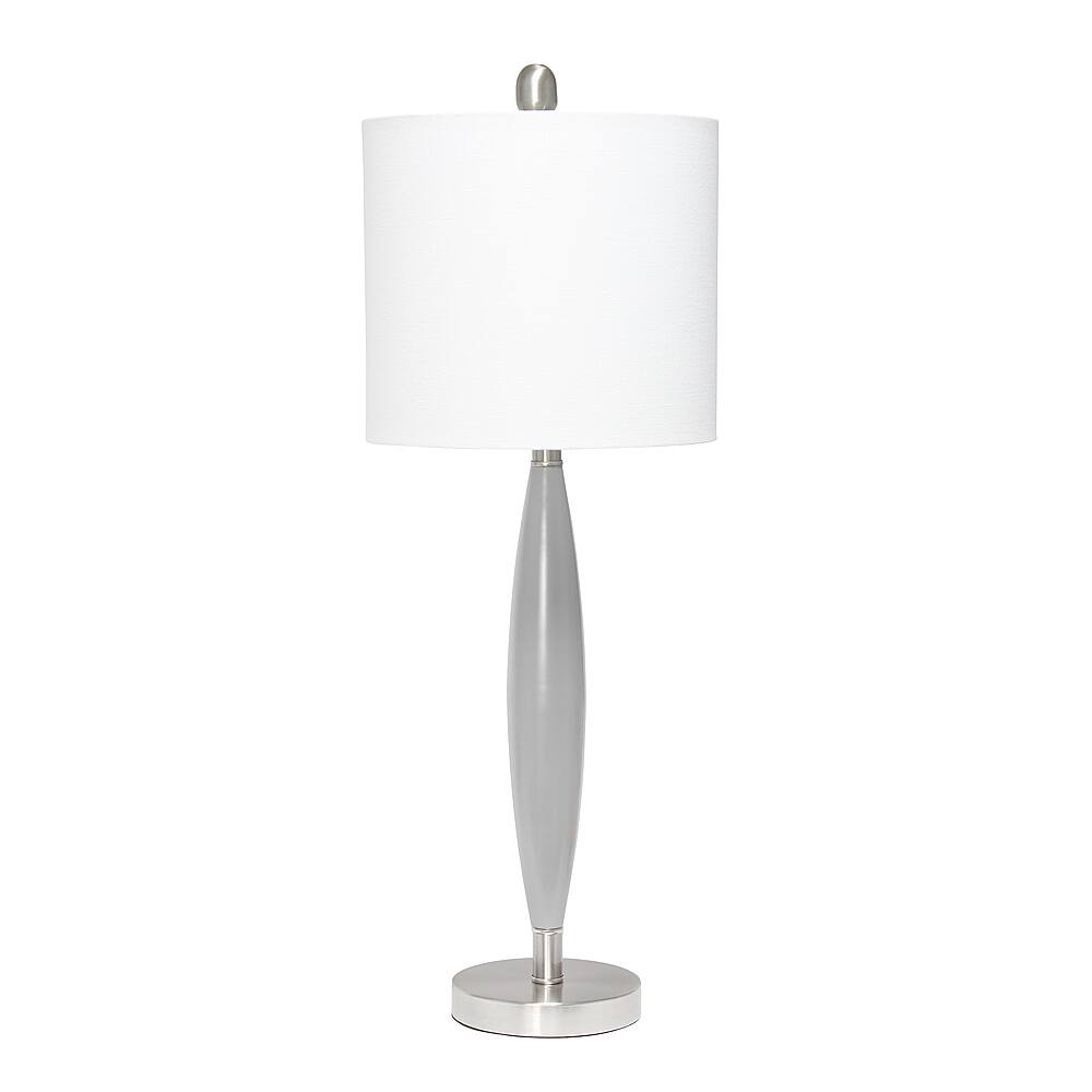 Angle View: Lalia Home Stylus Table Lamp with White Fabric Shade, Gray