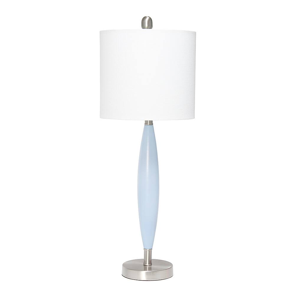 Angle View: Lalia Home Stylus Table Lamp with White Fabric Shade, Blue