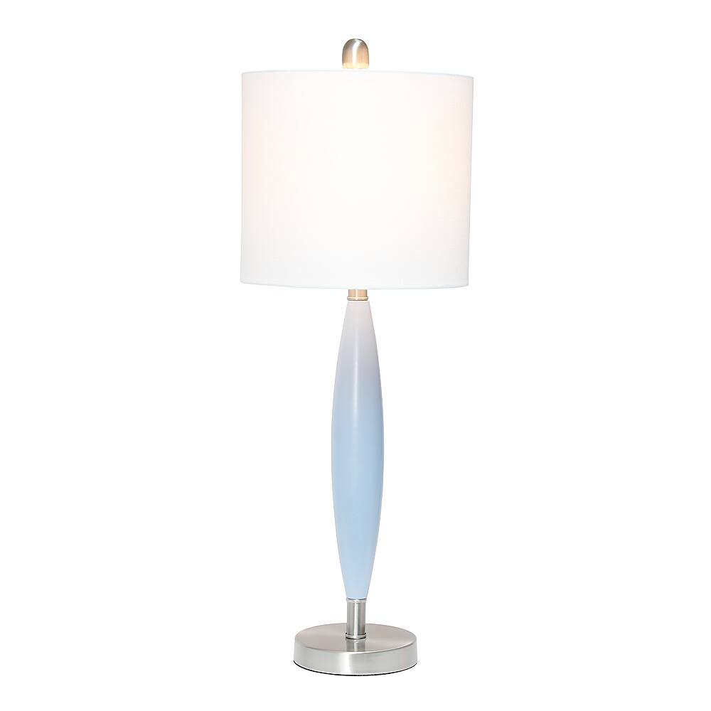 Front. Lalia Home - Stylus Table Lamp with Fabric Shade - Blue/White.