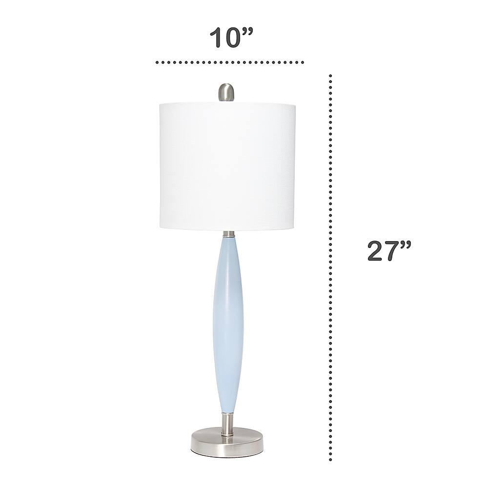 Left View: Lalia Home Stylus Table Lamp with White Fabric Shade, Blue