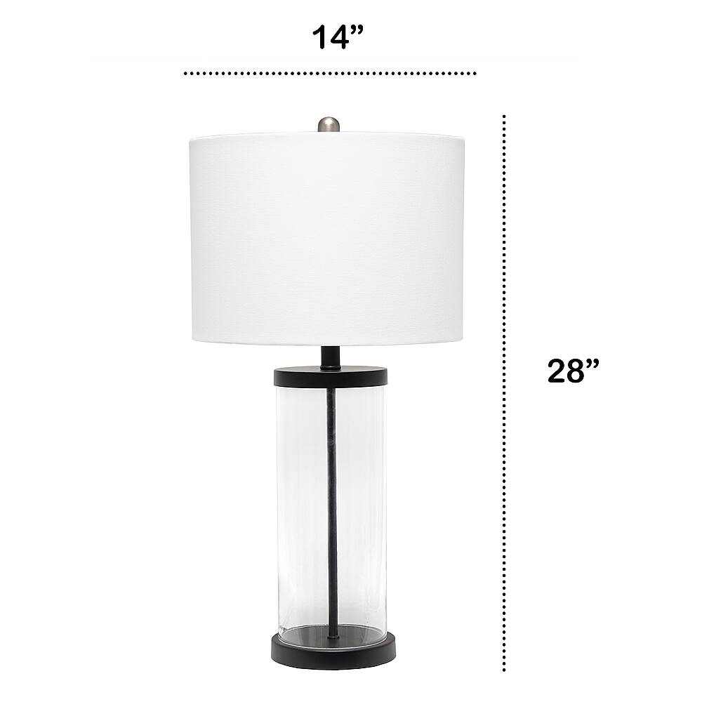 Left View: Lalia Home Entrapped Glass Table Lamp with White Fabric Shade