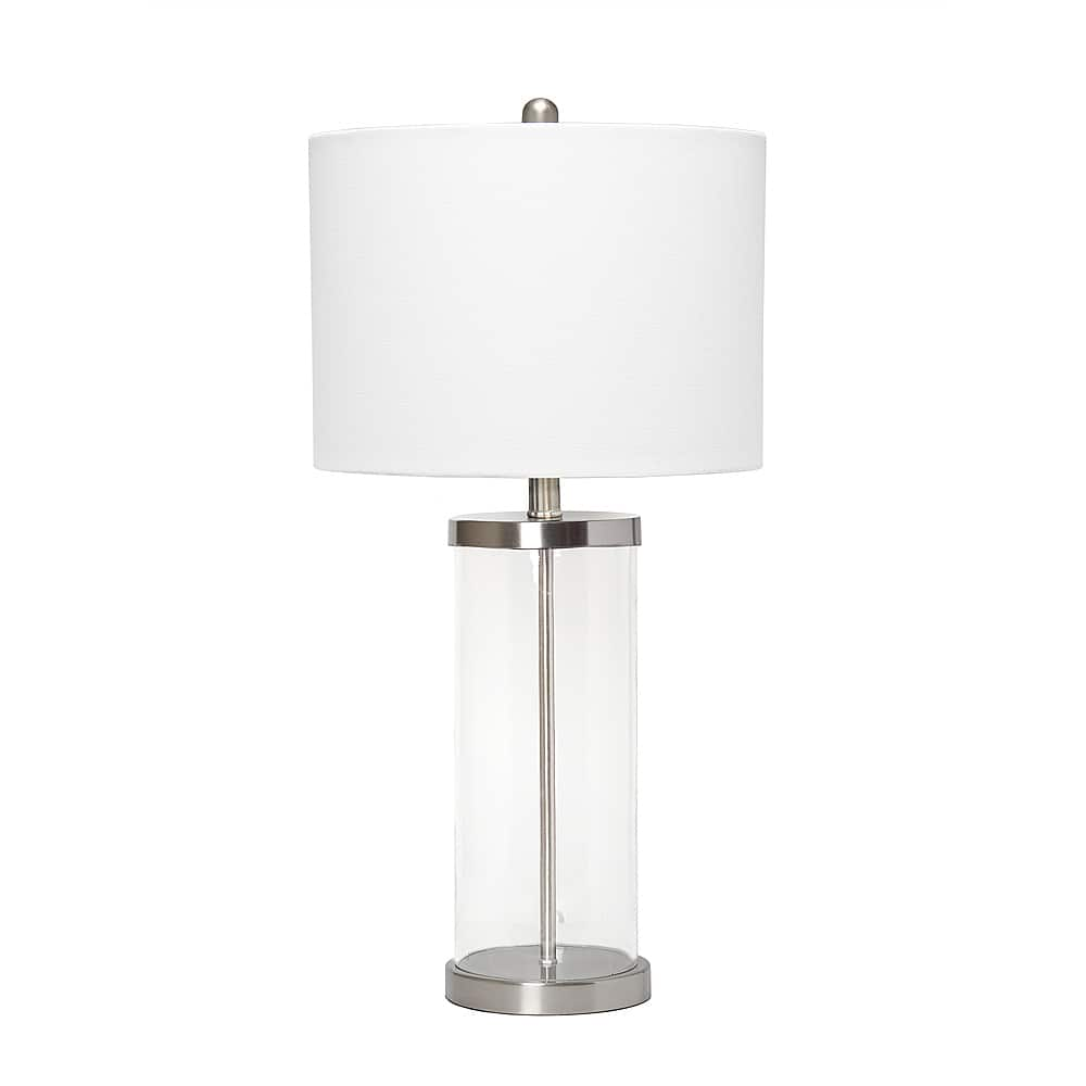 Angle View: Lalia Home Entrapped Glass Table Lamp with White Fabric Shade