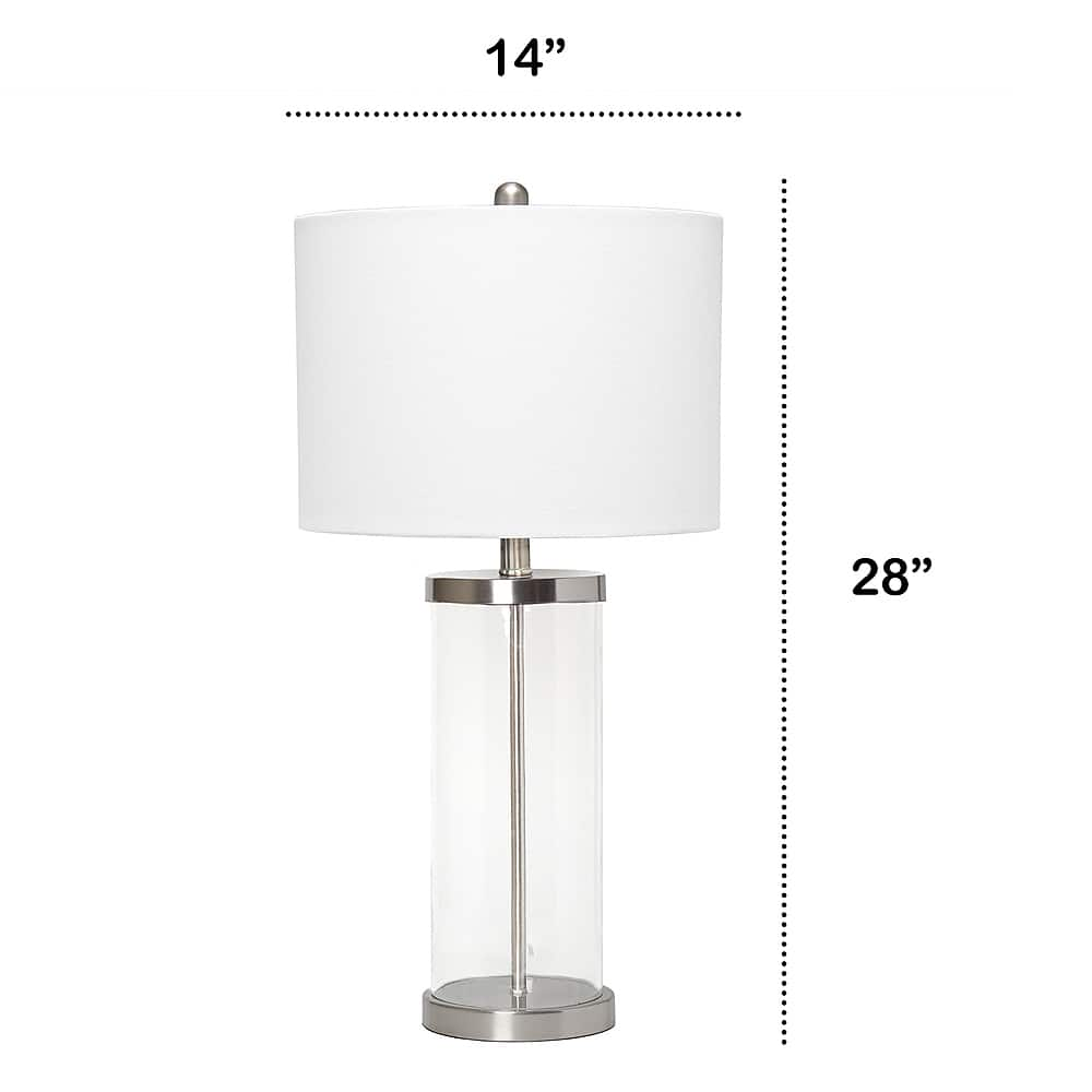 Left View: Lalia Home Entrapped Glass Table Lamp with White Fabric Shade