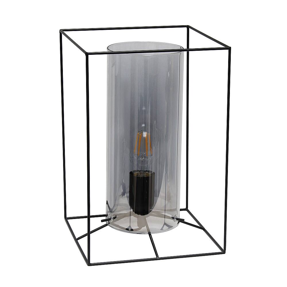 Angle View: Lalia Home Black Framed Table Lamp with Smoked Cylinder Glass Shade, Large