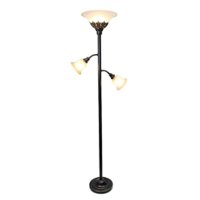 Elegant Designs - 3 Light Floor Lamp with White Scalloped Glass Shades - Restoration Bronze and White - Front_Zoom
