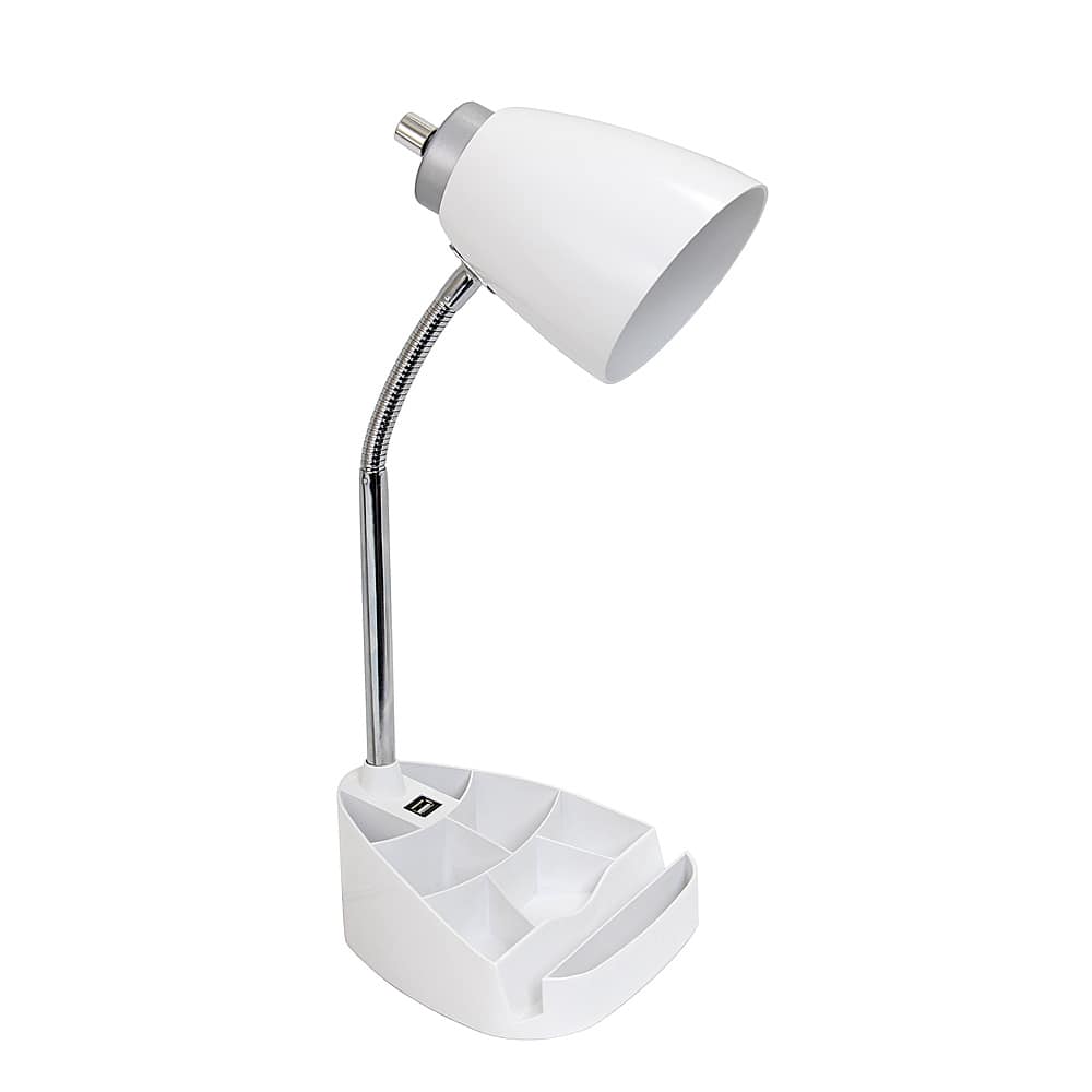 Front. Limelights - Gooseneck Organizer Desk Lamp with iPad Tablet Stand Book Holder and USB port - White.