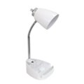 Angle Zoom. Limelights - Gooseneck Organizer Desk Lamp with iPad Tablet Stand Book Holder and USB port - White.
