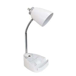 Limelights - Gooseneck Organizer Desk Lamp with iPad Tablet Stand Book Holder and USB port - White - Front_Zoom
