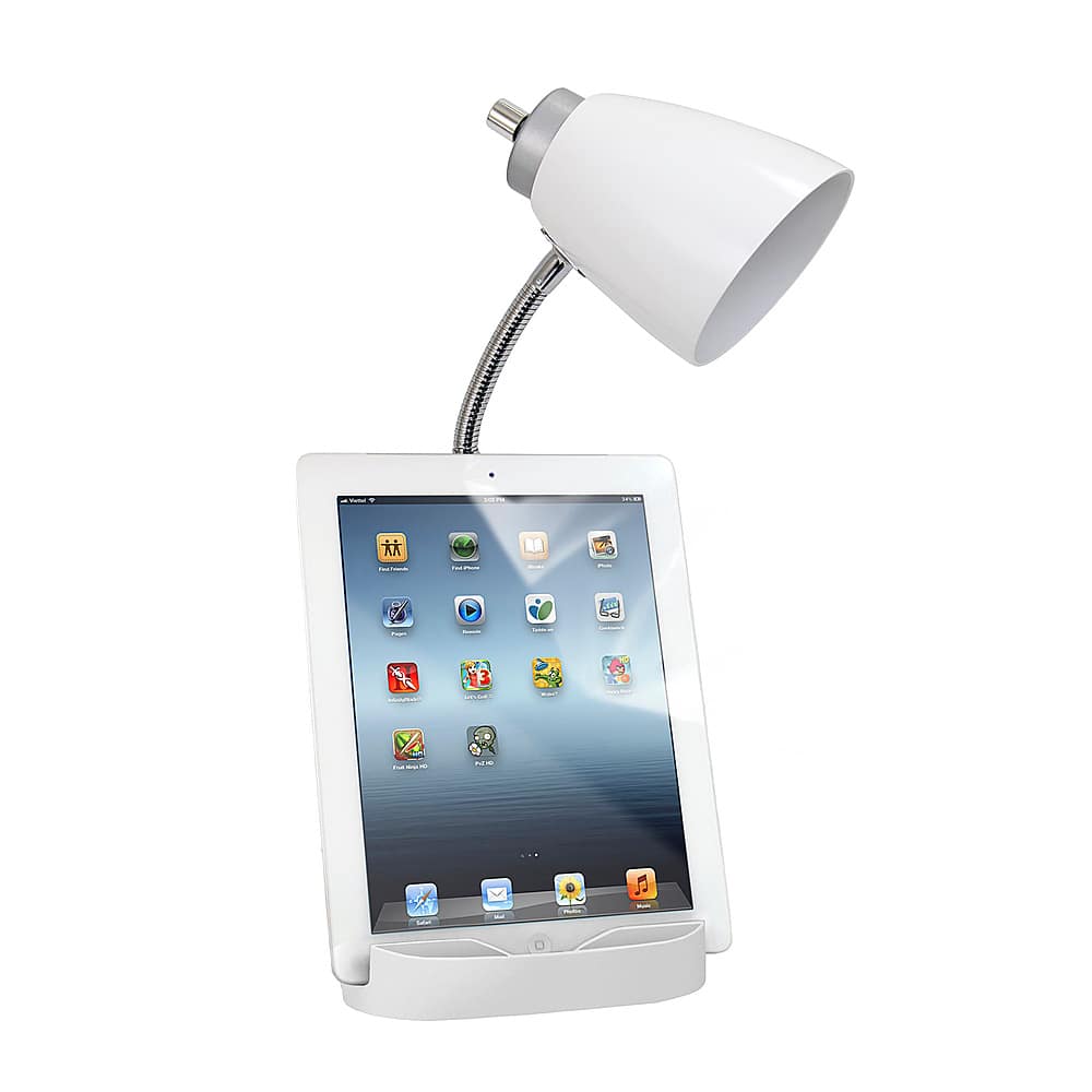 Alt View 11. Limelights - Gooseneck Organizer Desk Lamp with iPad Tablet Stand Book Holder and USB port - White.