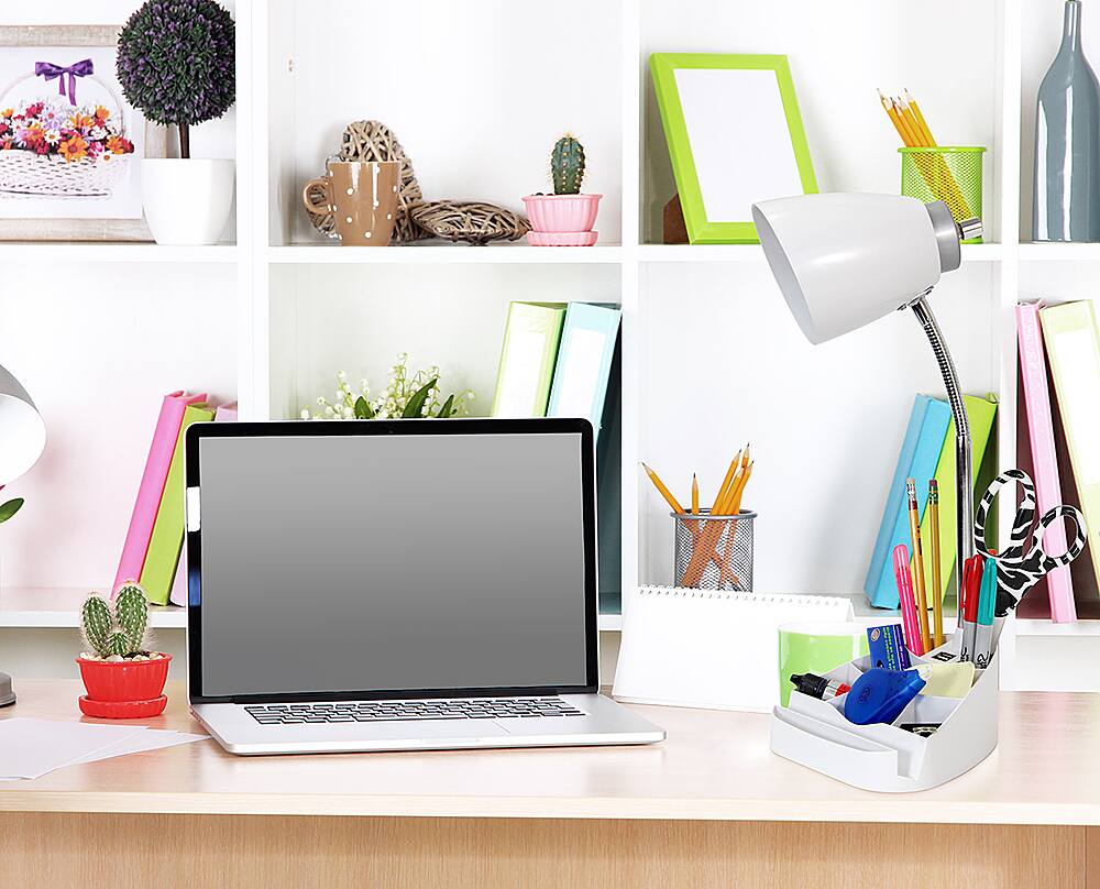 Alt View Zoom 12. Limelights - Gooseneck Organizer Desk Lamp with iPad Tablet Stand Book Holder and USB port - White.